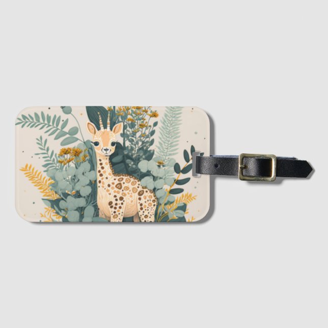 Cute blommigt giraffe bagagebricka (Framsida horisontal)