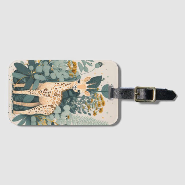 Cute blommigt giraffe bagagebricka (Framsida horisontal)