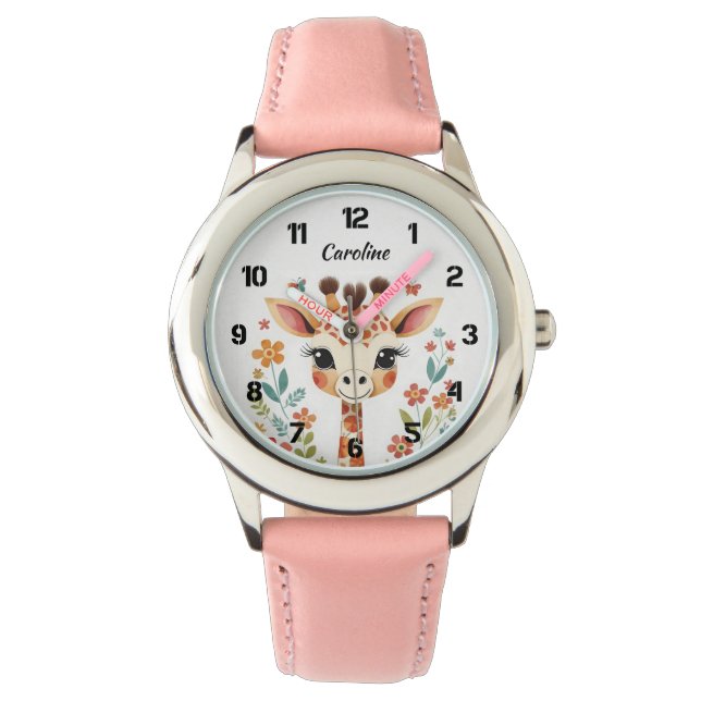 Cute Blommigt Giraffe Kids Armbandsur (Framsida)