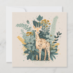 Cute blommigt giraffe pappra tallrikar inbjudningar