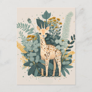 Cute blommigt giraffe pappra tallrikar vykort