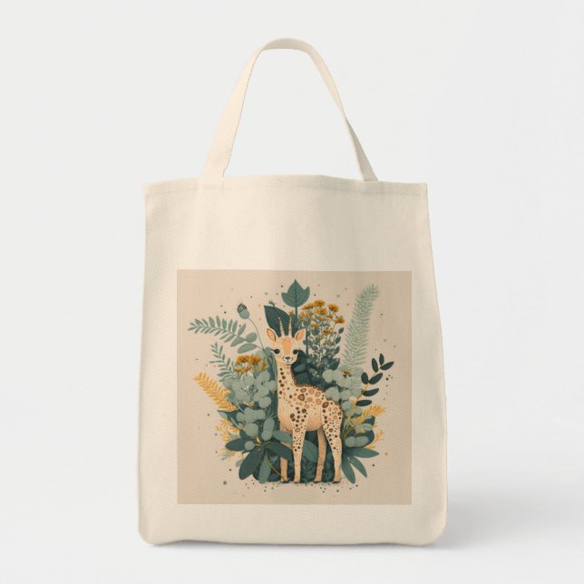 Cute blommigt giraffe tygkasse (Framsidan)