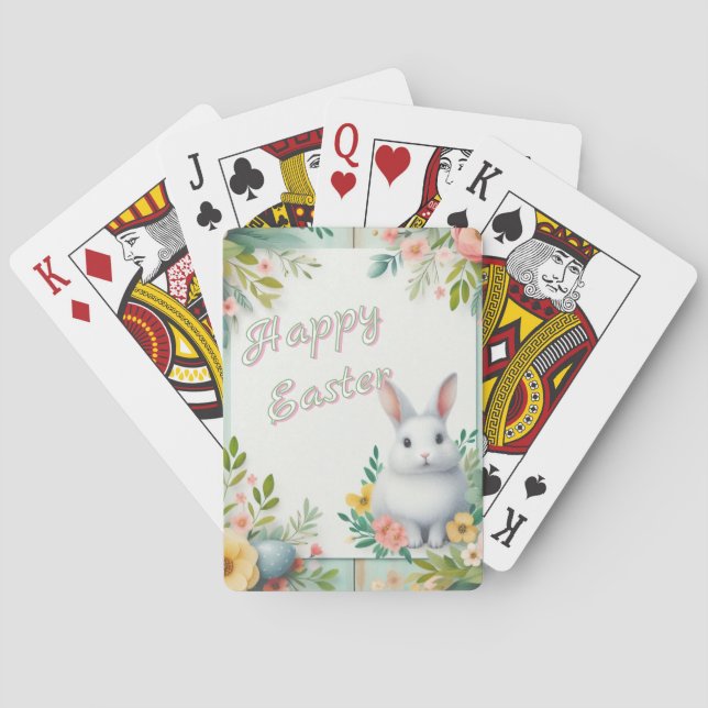 Cute, blommigt glad påsk bunny casinokort (Baksidan)