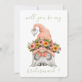 Cute Blommigt Gnome blir min bridesmaid Inbjudningar