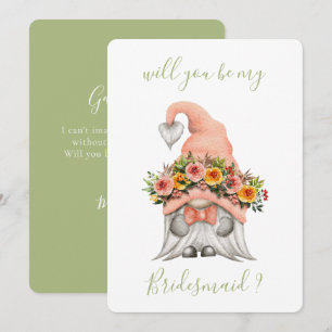 Cute Blommigt Gnome blir min bridesmaid Inbjudningar