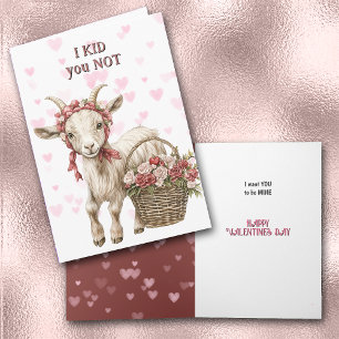 Cute Blommigt Goat Kid Valentine Helgkort
