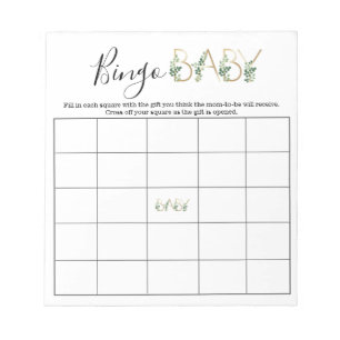 Cute Blommigt Greenery Slogan Baby Shower Bingo Ga Anteckningsblock