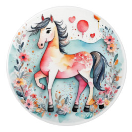 Cute blommigt-häst knopp