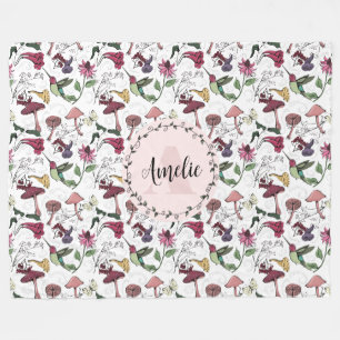 Cute Blommigt Hummingbird Garden Fleecefilt