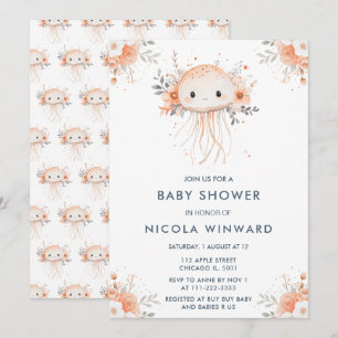 Cute Blommigt Jellyfish Baby Shower Inbjudningar