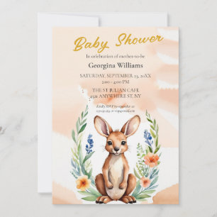 Cute Blommigt Kangaroo Baby Shower Inbjudningar