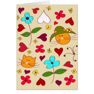 Cute Blommigt, kattblomma 2 Hälsningskort