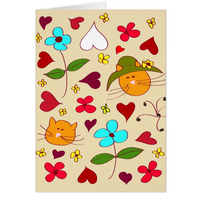 Cute Blommigt, kattblomma 2 Hälsningskort (Framsidan)