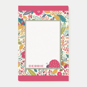 Cute Blommigt Ladybug Post-it Block