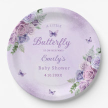 Cute Blommigt lila Butterfly Girl Baby dusch