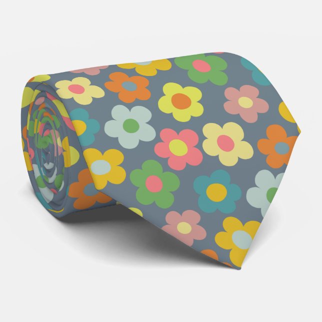 Cute Blommigt Meadow Mönster Neck Tie Slips (Rullad)