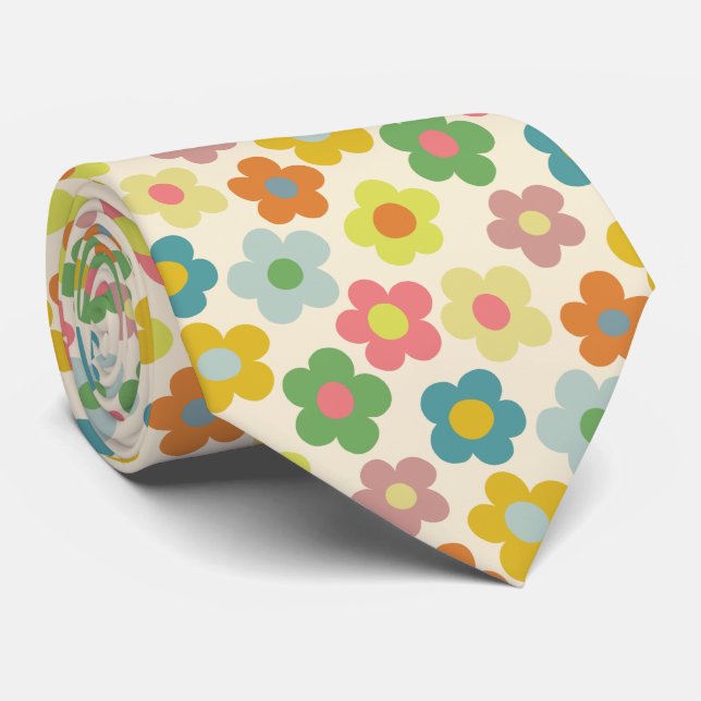 Cute Blommigt Meadow Mönster Neck Tie Slips (Rullad)