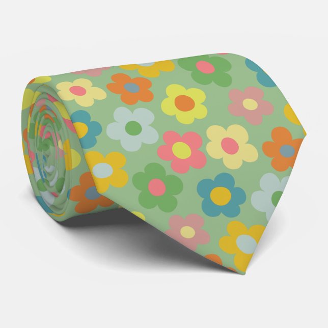 Cute Blommigt Meadow Mönster Neck Tie Slips (Rullad)