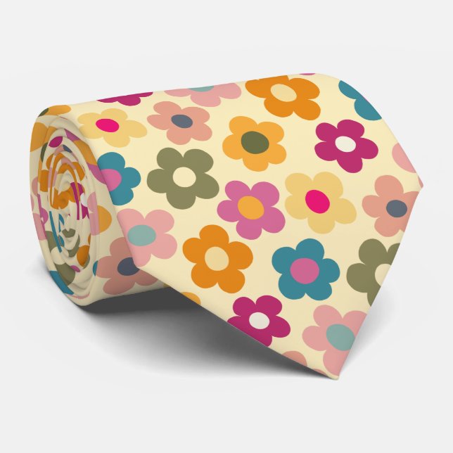 Cute Blommigt Meadow Mönster Neck Tie Slips (Rullad)