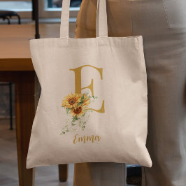 Cute blommigt monogram och namn personlig tygkasse