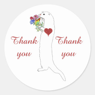 Cute Blommigt Otter Tack-etikett Runt Klistermärke