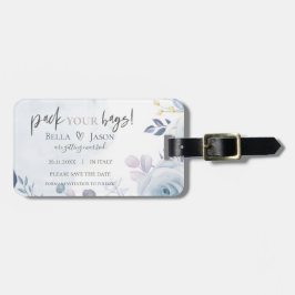 Cute Blommigt Pack du Bagare Bröllop spara datum Bagagebricka