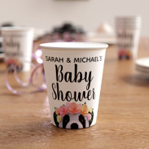 Cute Blommigt Panda Bear Girl Baby Shower Papper K
