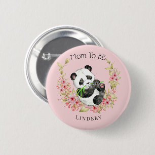 Cute Blommigt Panda Mamma för att bli babyskor Knapp