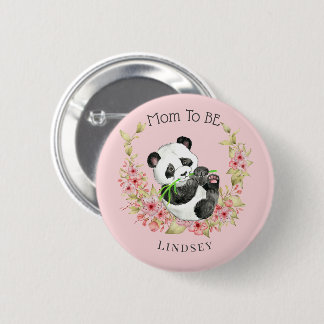Cute Blommigt Panda Mamma för att bli babyskor Knapp