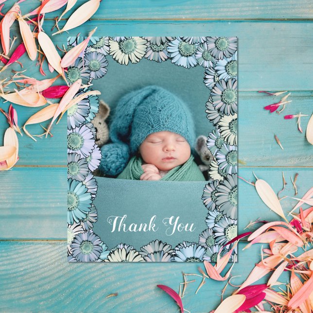 Cute Blommigt Pastel Teal Boho Daisy Anpassningsba Vykort (Skapare uppladdad)