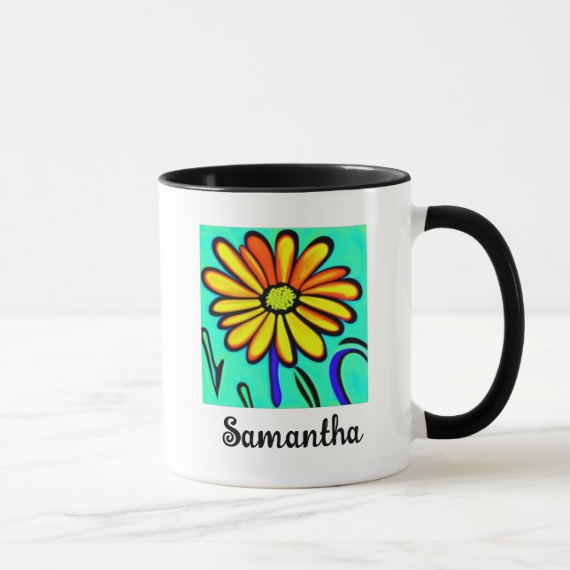 Cute Blommigt Personlig Namn Flower Aesthetic Mugg (Höger)