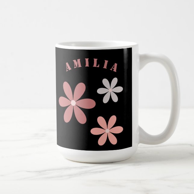 Cute Blommigt Personlig Namn Kaffemugg (Höger)
