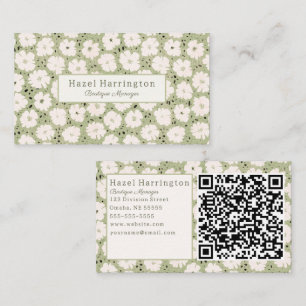 Cute Blommigt QR-kod Affärskort Stollig Visitkort