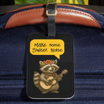 Cute Blommigt Raccoon Music Duo spelar Guitar Musi