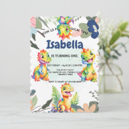 Cute Blommigt Rainbow Dinosaur Grattis på födelsed