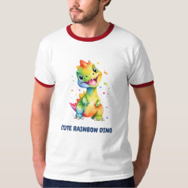 Cute Blommigt Rainbow Dinosaur Grattis på födelsed T Shirt