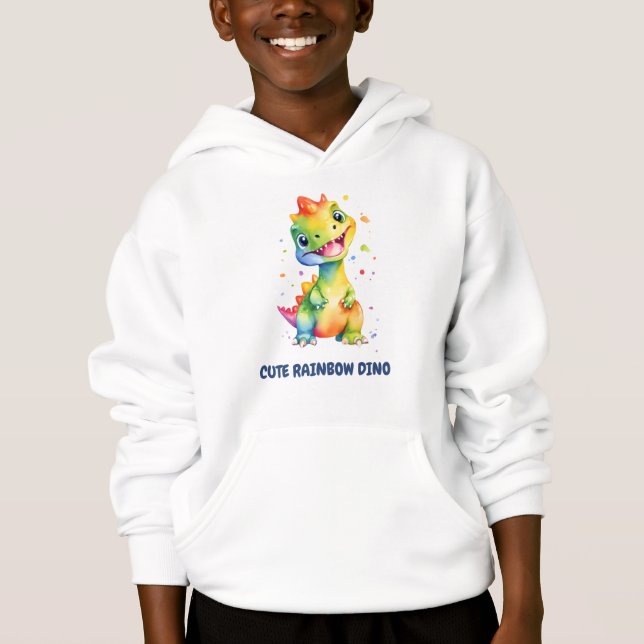 Cute Blommigt Rainbow Dinosaur Grattis på födelsed T Shirt (Framsida)