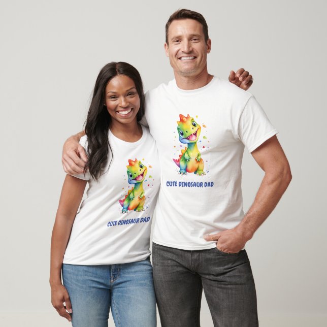 Cute Blommigt Rainbow Dinosaur Grattis på födelsed T Shirt (Unisex)