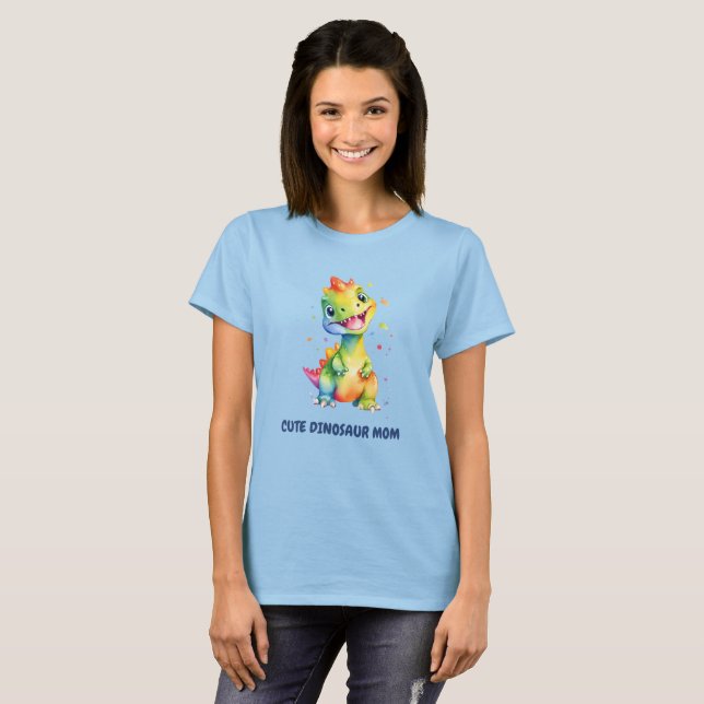 Cute Blommigt Rainbow Dinosaur Grattis på födelsed T Shirt (Hel framsida)