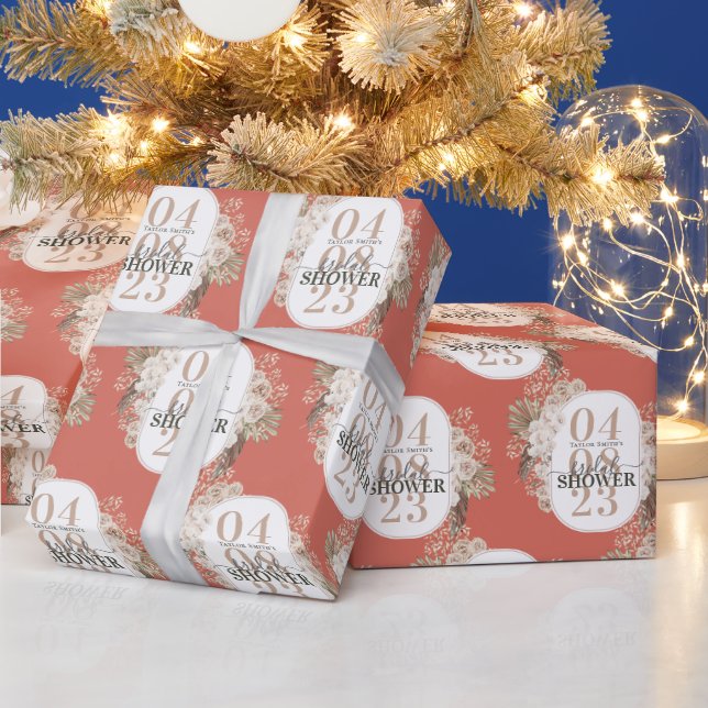 Cute Blommigt Ram Möhippa med Namn | Datum Presentpapper (Helgdagar)