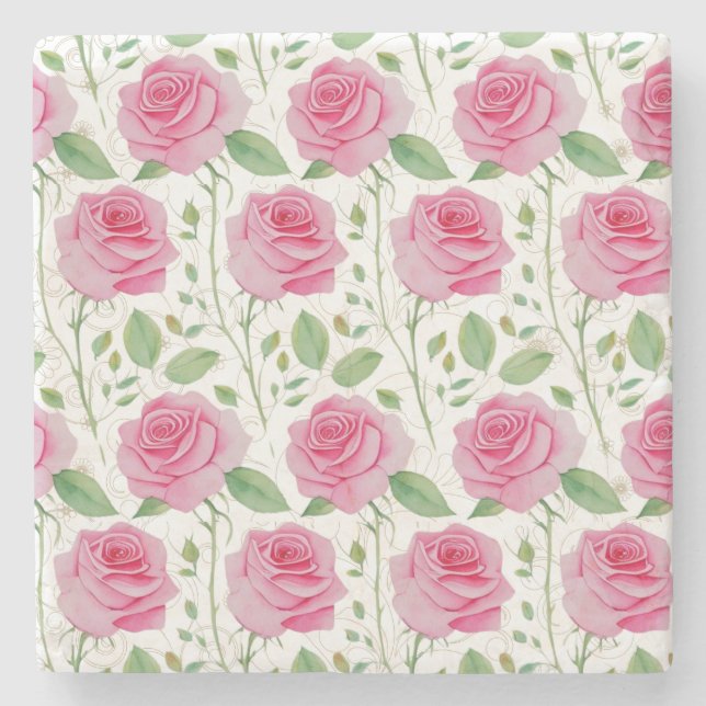 Cute, blommigt/ro upprepade mönster stenunderlägg (Framsidan)