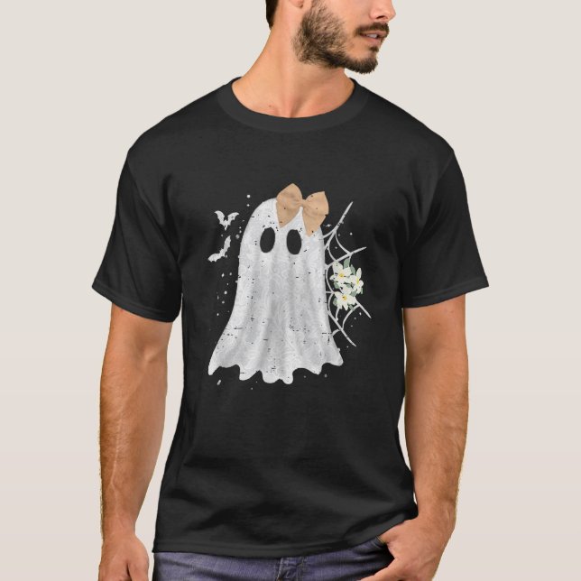 Cute Blommigt Snöre Ghost Coquette Bow Girly Funny T Shirt (Framsida)