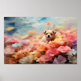 Cute blommigt som står för bruna valpar kan laddas poster