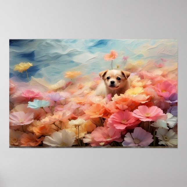 Cute blommigt som står för bruna valpar kan laddas poster (Framsidan)