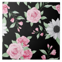 Cute Blommigt Sömlös keramik Tile Mönster