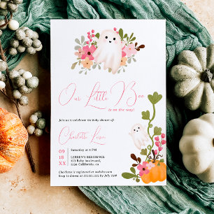 Cute blommigt spökpumpa små babydusch inbjudningar