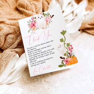 Cute blommigt spökpumpa små babydusch tack kort