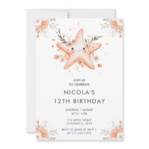 Cute Blommigt Starfish Födelsedagsfest