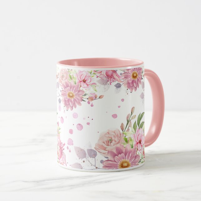 Cute Blommigt Sublication Mugg (Framsida höger)