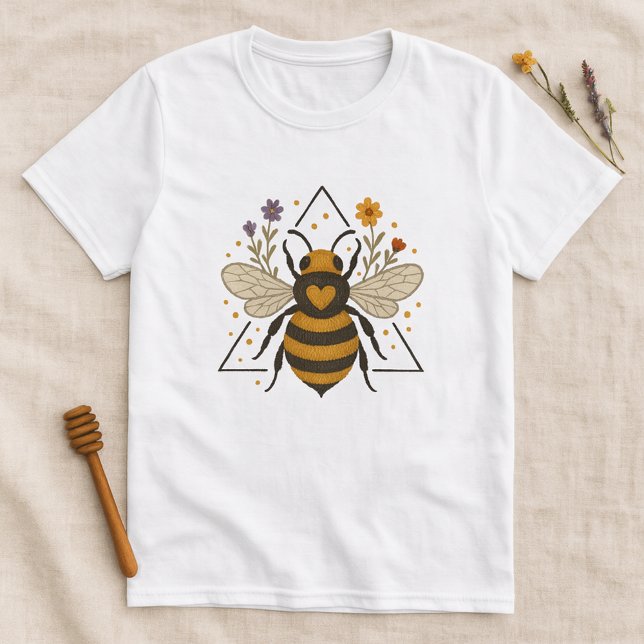 Cute Blommigt Summer Bee T Shirt (Skapare uppladdad)